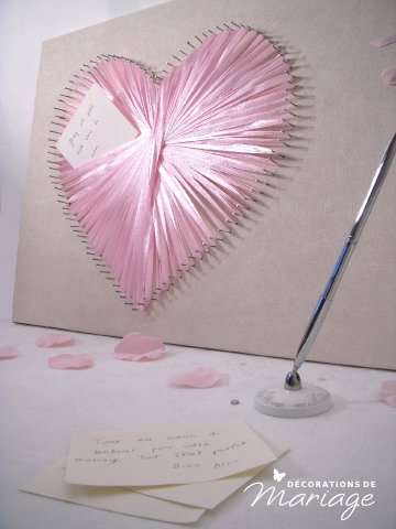livre d'or mariage pele même coeur, stitching, coeur en clou