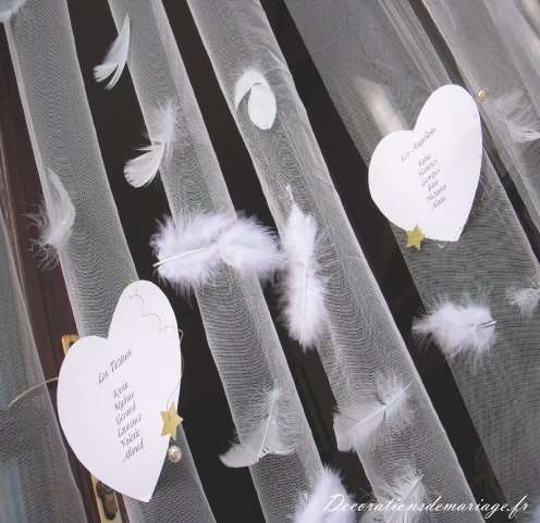 mariage faire soi même plan de table anges plume