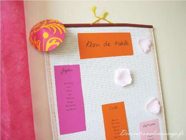 decoration mariage thème asie plan de table kakemono bambou fuchsia orange decoration mariage thème asie plan de table kakemono bambou fuchsia orange