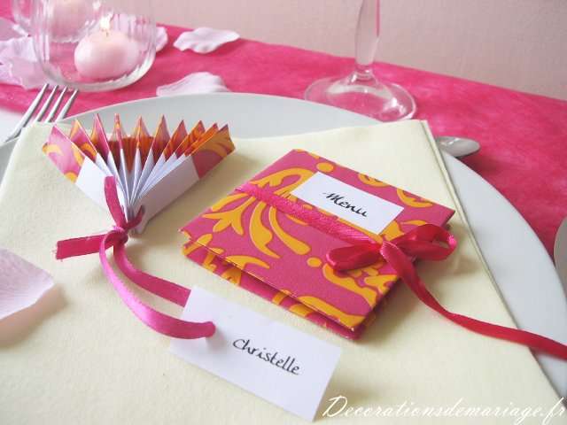 décoration mariage table thème asie marque place éventail menu accordéon décoration mariage table thème asie loisirs créatifs bricolage faire soi même marque place éventail menu accordéon fuchsia orange