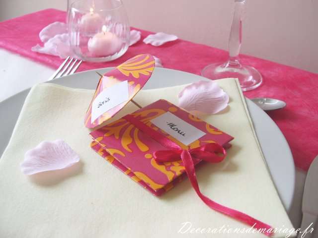 décoration mariage table thème asie menu accordéon marque place ombrelle décoration mariage table thème asie loisirs créatifs bricolage faire soi même marque place ombrelle sur verre fuchsia orange