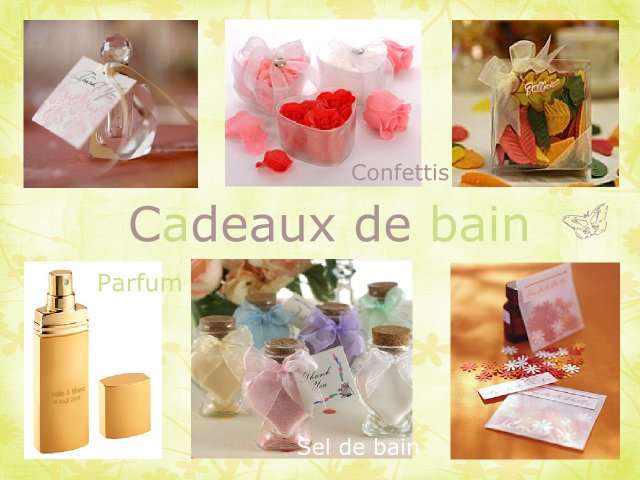   cadeaux invités mariage original confettis de bain rose fleurs feuilles d'automne selsde bain parfum flacon