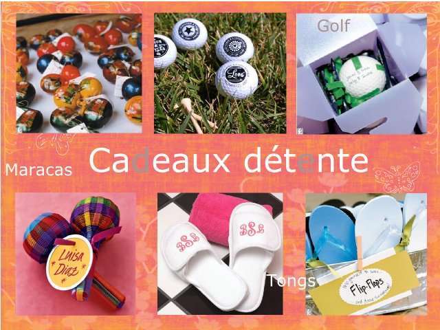   cadeaux invités mariage original maracas mexique tongs plage mer golf balle