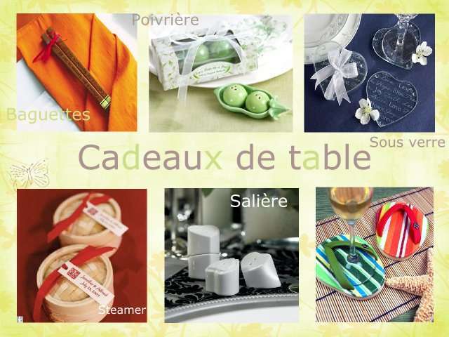   cadeaux invités mariage original cadeaux utiles baguettes chinoises sous verre steamer panier vapeur salière poivrière 