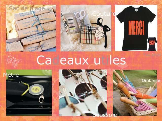 cadeaux invités mariage original sac de plage mer trousse couture écossais tee shirt merci mètre boussole voyage ombrelle chinoise asiatique