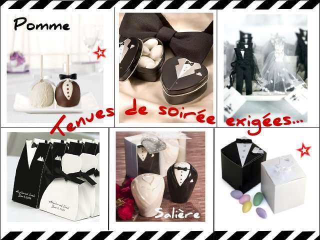 décoration mariage thème cinéma cadeaux décoration mariage thème cinéma cadeaux boîtes à dragées pochons mariés smoking robe de marié boîte en fer coeur pomme