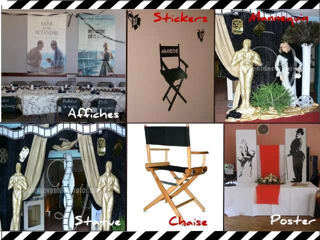 décoration mariage thème cinéma decoration de salle décoration mariage thème cinéma decoration de salle mur affiche film rideau stickers chaise cinéaste mannequin statue