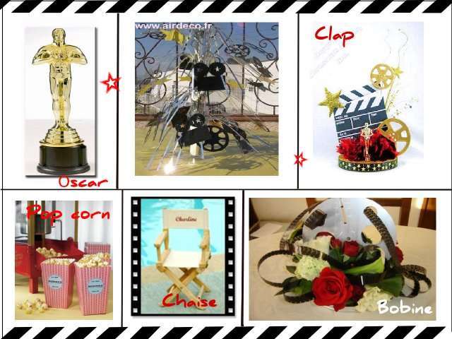 décoration mariage thème cinéma centre de table décoration mariage thème cinéma centre de table statuette oscar clap chaise cinéaste cartons pop corn bobine film