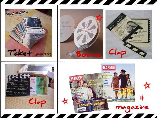 décoration mariage thème cinéma faire-part décoration mariage thème cinéma faire-part idées ticket de cinéma bobine film clap une de magazine