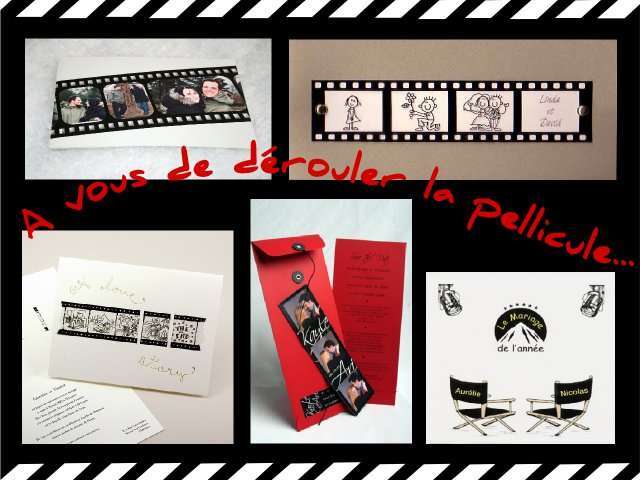 décoration mariage thème cinéma faire-part décoration mariage thème cinéma idées faire part pellicule bande dessinée cartouche