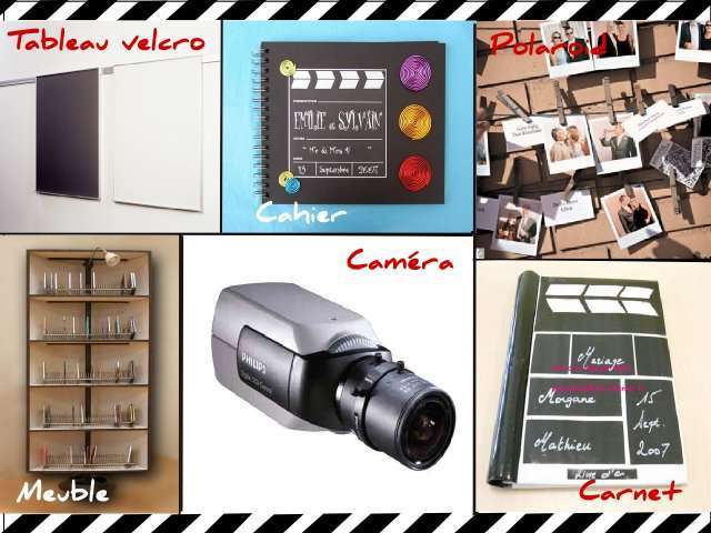 décoration mariage thème cinéma livre d'or décoration mariage thème cinéma livre d'or tableau velcro carnet cahier meuble caméra polaroid photos appareil original