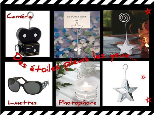 décoration mariage thème cinéma marque place porte nom décoration mariage thème cinéma marque place porte nom étoile photophore étoile fil métallique lunettes de soleil caméra