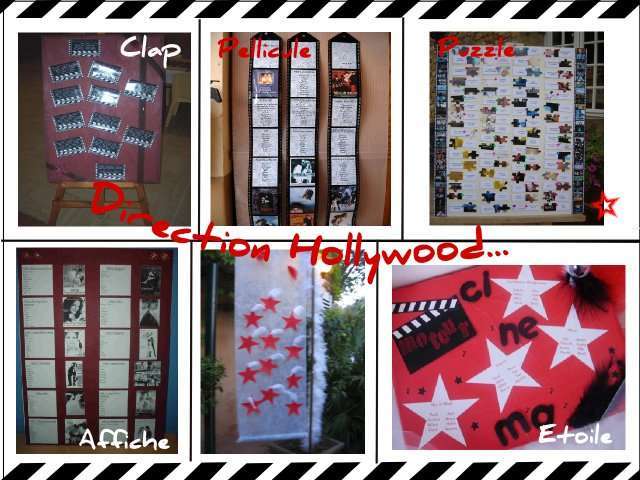 décoration mariage thème cinéma plan de table décoration mariage thème cinéma plan de table clap pellicule puzzle affiche film étoile plumes