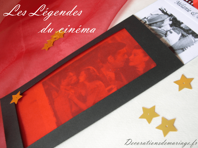 décoration mariage thème cinéma faire part décoration mariage thème cinéma faire part noir rouge pellicule légendes d'hollywood pochette