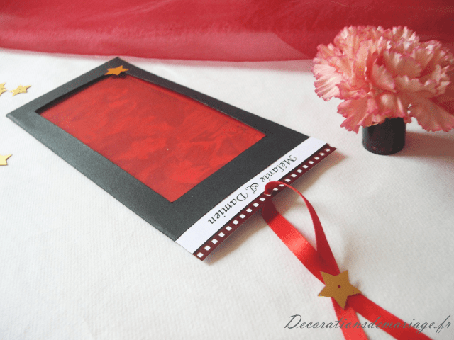 décoration mariage thème cinéma faire part décoration mariage thème cinéma faire part noir rouge pellicule légendes d'hollywood pochette