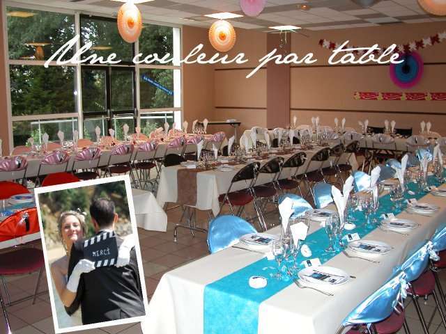      contribution décoration mariage  une couleur par table thème cinéma
