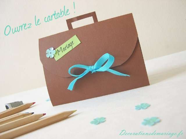 décoration mariage thème école faire part cartable décoration mariage loisirs créatifs bricolage faire soi même thème école faire part cartable