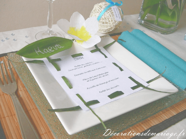  décoration mariage loisirs créatifs bricolage faire soi même thème exotique décoration table menu