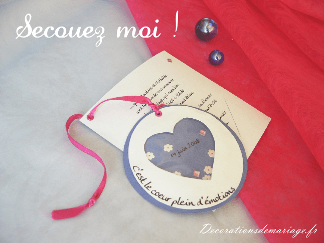  décoration mariage idées thème thème surprise invitation faire part shaker box coeur scrapbooking fuchsia et bleu clair loisirs créatifs bricolage faire soi même