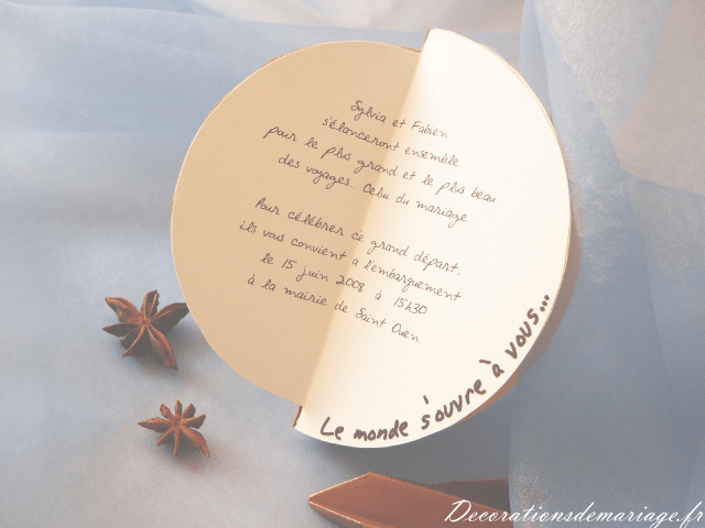 décoration mariage idées thème voyage faire part invitation globe  loisirs créatifs faire soi même bricolage
