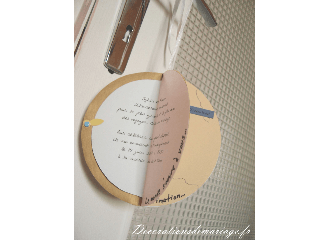 décoration mariage idées   thème voyage faire part invitation globe  loisirs créatifs faire soi même bricolage