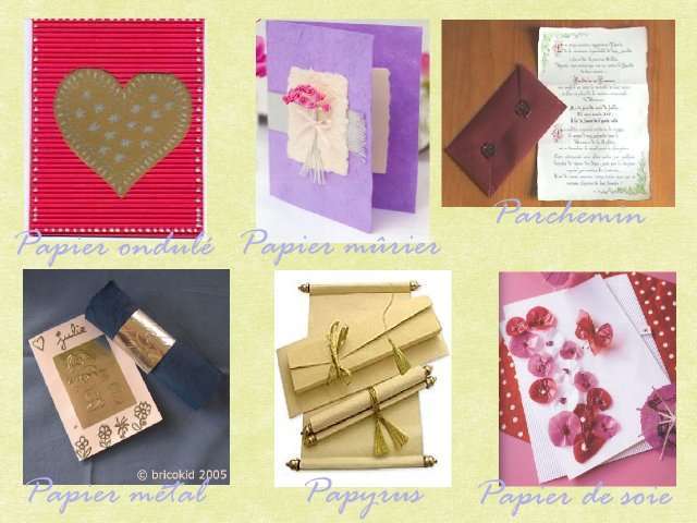 faire-part mariage types de papier faire-part mariage papiers mûrier ondulé métal à repousser parchemin papier de soie papyrus