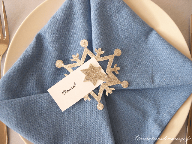 décoration mariage idées thème hiver montagne marque place porte nom étoile des neiges décoration mariage idées thème hiver montagne marque place loisirs créatifs bricolage faire soi même porte nom étoile des neiges gel pailleté argenté