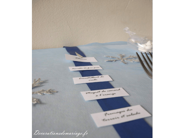 décoration mariage idées thème hiver montagne menu décoration mariage idées thème hiver montagne loisirs créatifs bricolage faire soi même menu sur ruban bleu