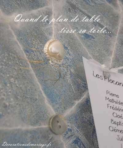  décoration mariage idées thème hiver montagne plan de table toile araignée laine perle