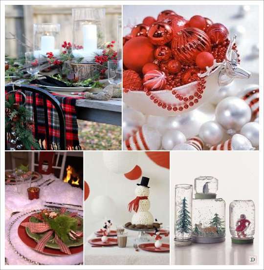 mariage hiver decoration table centre d etable boule noel branchage globe neige