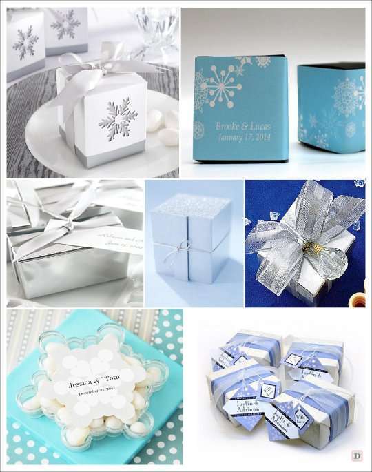 mariage hiver boite dragees cube personnalise flocon 