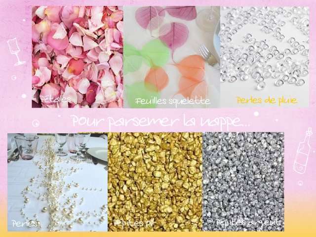 decoration table sprinkle petals leaf skeleton rain beads silver beads gold nuggets decoration de table à parsemer pétales feuilles squelette perles de pluie perles pépites or argent