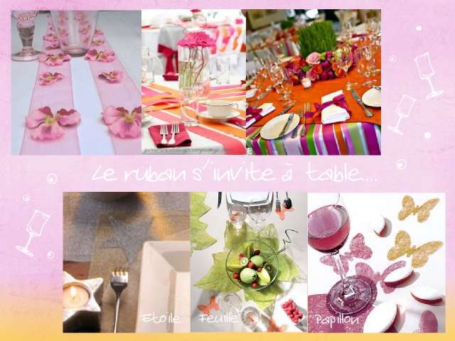 table decoration ribbons butterfly leaf star intissé decoration de table rubans papillon feuille etoile intisse