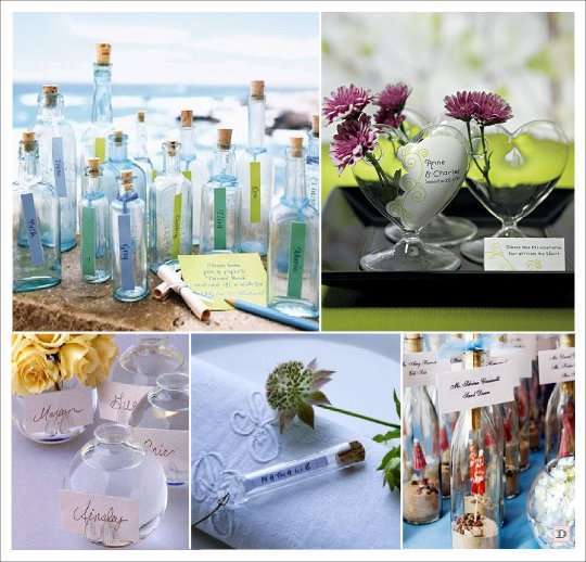 marque place mariage verre eprouvette bouteille vase boule transparente