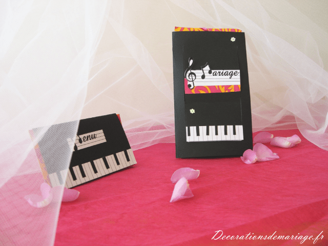  décoration mariage idées thème musique faire partet menu  piano