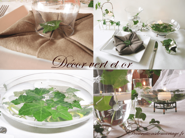  décoration table mariage idées lierre nature champêtre végétal marque place feuille de lierre
