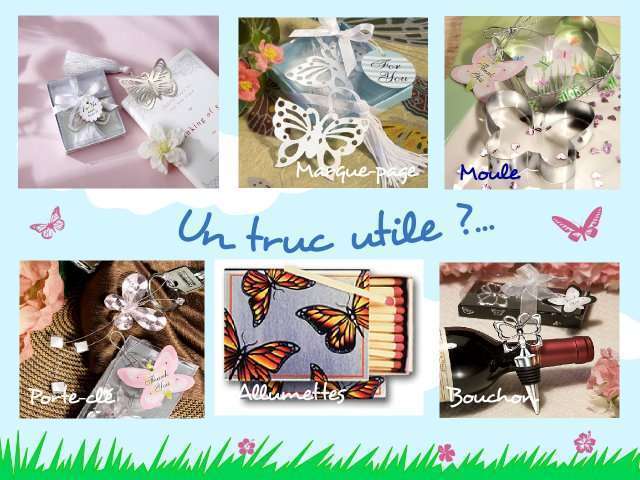 décoration mariage idées thème papillon cadeaux aux invités décoration mariage idées papillon champêtre cadeaux invités marque page moule à gâteau boîte allumettes porte-clés bouchon bouteille