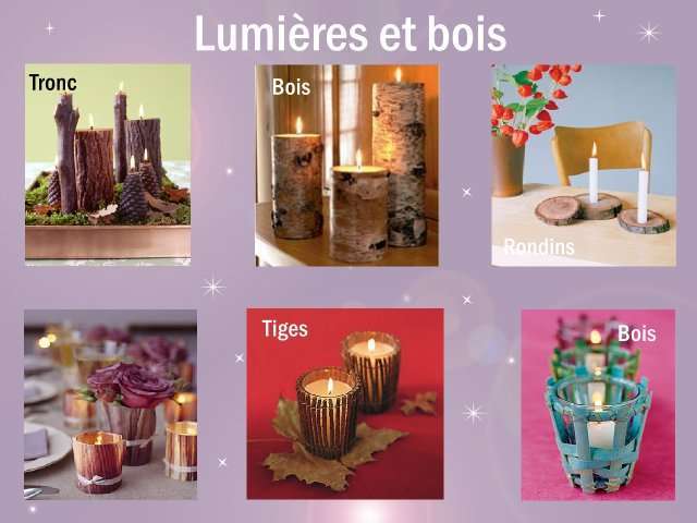 Idées bricolage photophore en bois photophore loisirs créatifs bricolage rondins tronc d'arbre bois bambou