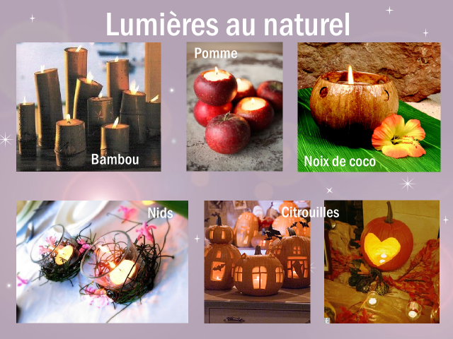 idées bricolage photophore naturels photophore loisirs créatifs bricolage bougie pomme noix de coco bambou nid citrouille