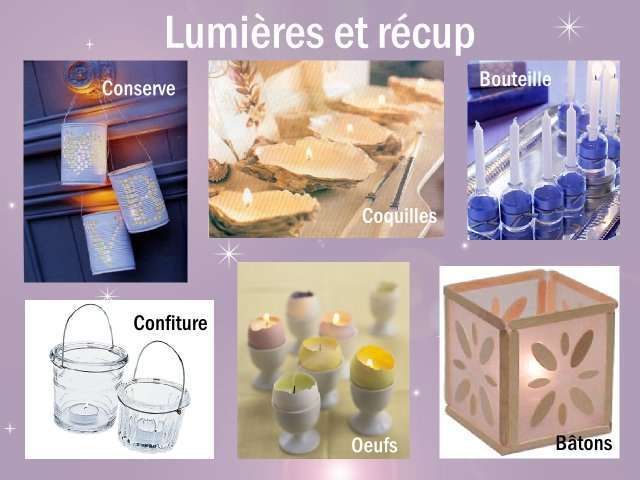 Idées photophore loisirs créatifs bricolage récup photophore loisirs créatifs bricolage bougeoir coquilles d'huitre boîte de conserve bouteille pot de confiture oeufs bâtonnet en bois