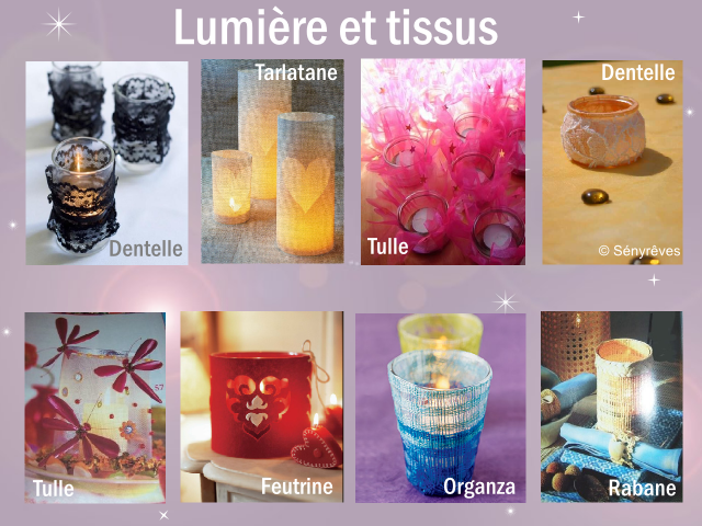 idées bricolage photophore en tissu photophore loisirs créatifs bricolage en tissu dentelle tarlatane tulle feutrine organza rabane