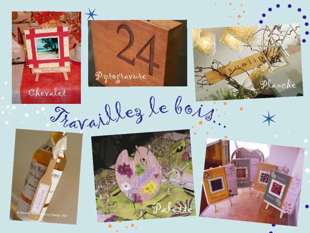 Noms de table mariage présentation en bois Noms de table mariage loisirs créatifs bricolage faire soi même présentation chevalet planche en bois panneau pancarte pyrogravure palette de peinture