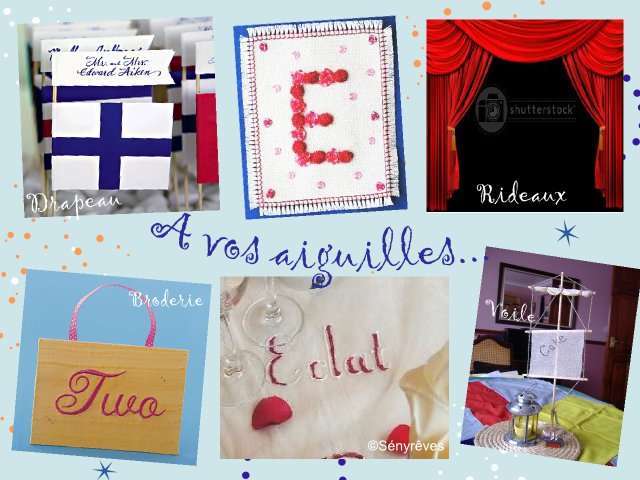Noms de table mariage présentation en tissu Porte nom de table mariage loisirs créatifs bricolage faire soi même présentation en tissu drapeau broderie voile bateau mer rideaux théâtre