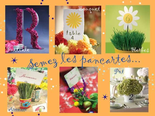 Noms de table mariage présentation lettres en fleurs pot de fleur gazon herbe à chat bouquet Noms de table mariage loisirs créatifs bricolage faire soi même présentation lettres en fleurs pot de fleur gazon herbe à chat bouquet
