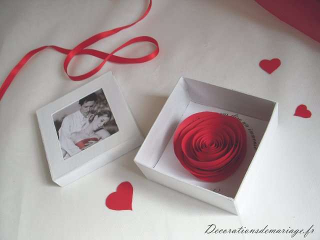 décoration mariage boîte remerciements rose décoration mariage boîte remerciements rose thème amour loisirs créatifs bricolage faire soi même idées rose en papier roulé photo