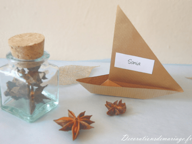  décoration mariage idées thème voyage décoration de table marque place voilier bateau en origami papier craft  bricolage loisirs créatifs faire soi même