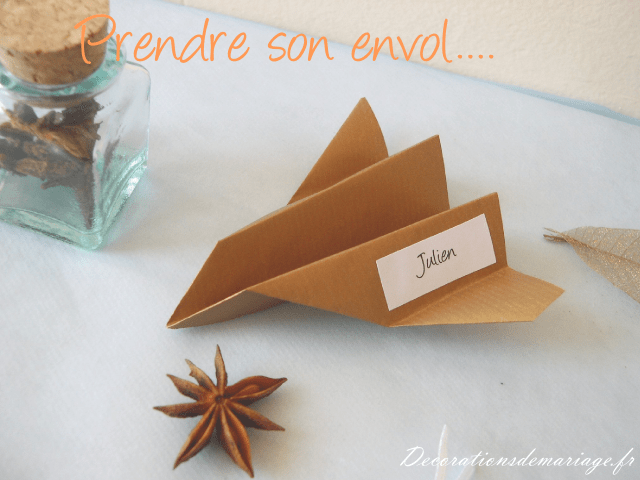    décoration mariage idées thème voyage décoration de table marque place porte nom avion en papier origami papier craft loisirs créatifs bricolage faire soi même