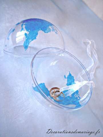 porte alliances globe, mariage voyage, porte alliances globe, mariage voyage, réaliser, faire soi même, boule plastique, windows color