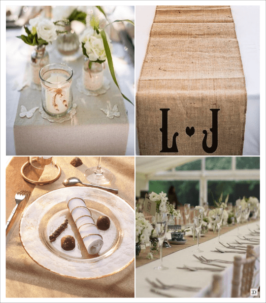decoration table mariage chemin table toile de jute lin