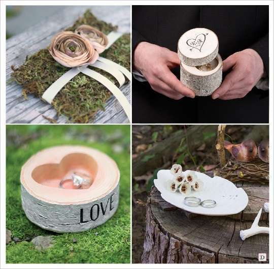 mariage rustique champêtre porte alliances rondin de bois coussin alliances en mousse ring bowl